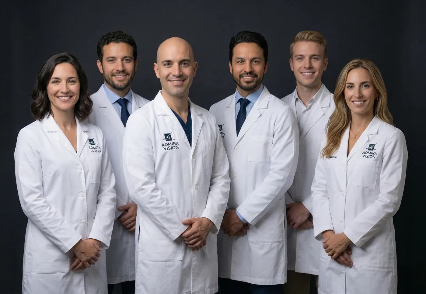 The Adeu.now Barcelona ophthalmology team — six board-certified surgeons specialising in refractive and corneal surgery